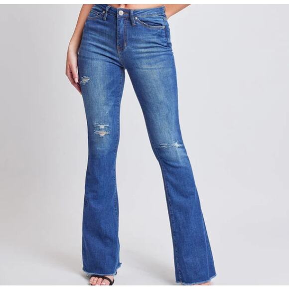 YMI Denim - YMI Women's Junior Wannabettabut High Rise Super Flare Denim Jeans Size 1/25 NEW